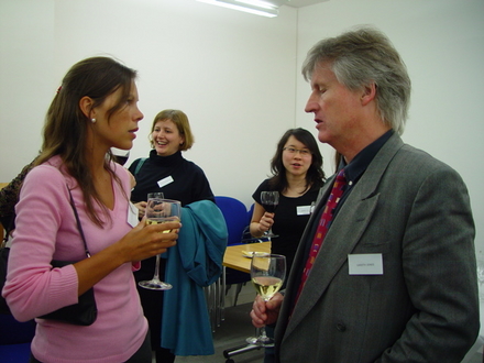 Gareth Jones with a conference delegate